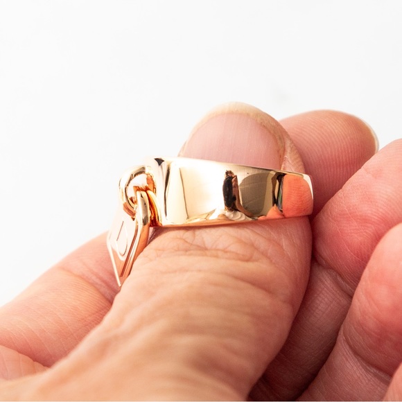 G.I.L.I. Bronzo Italia Tag band initial ring rose gold tone letter D - Picture 6 of 16
